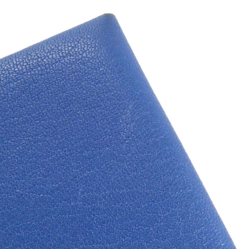Hermes Calvi Duo Bleu France Silver Card Case Chevre