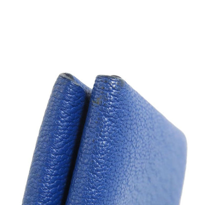Hermes Calvi Duo Bleu France Silver Card Case Chevre