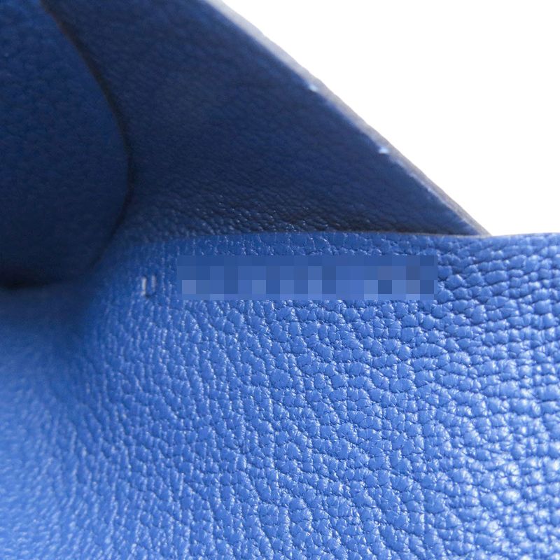 Hermes Calvi Duo Bleu France Silver Card Case Chevre