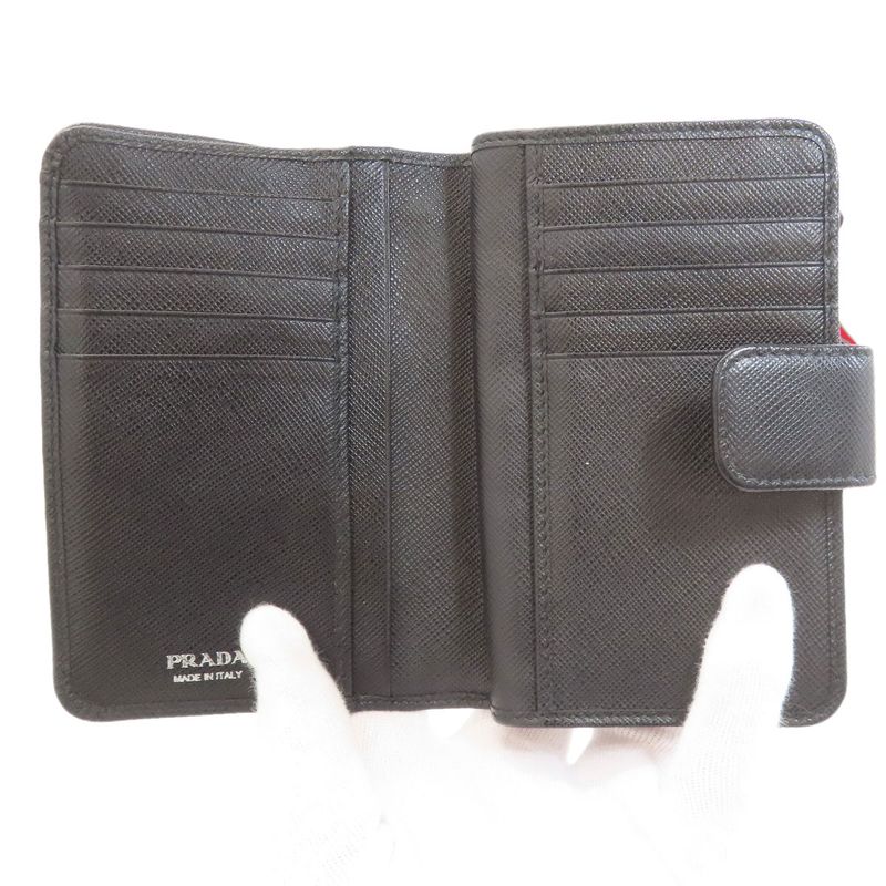 Prada Lip Charm Bifold Wallet Saffiano
