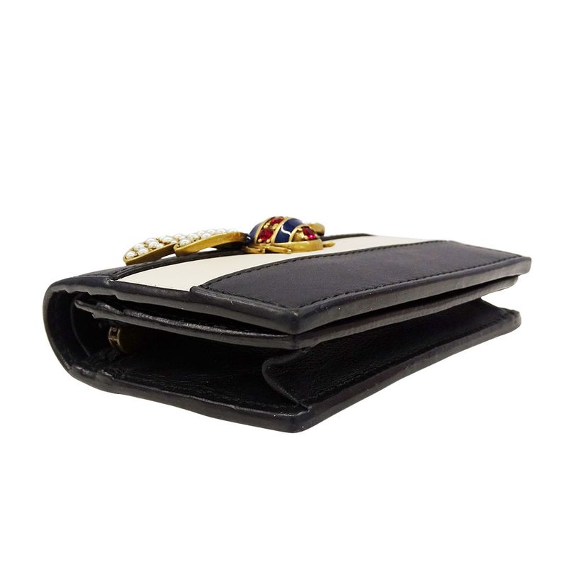 Gucci Wallet Bifold Wallet Queen Ma Galette Leather Rhinestone