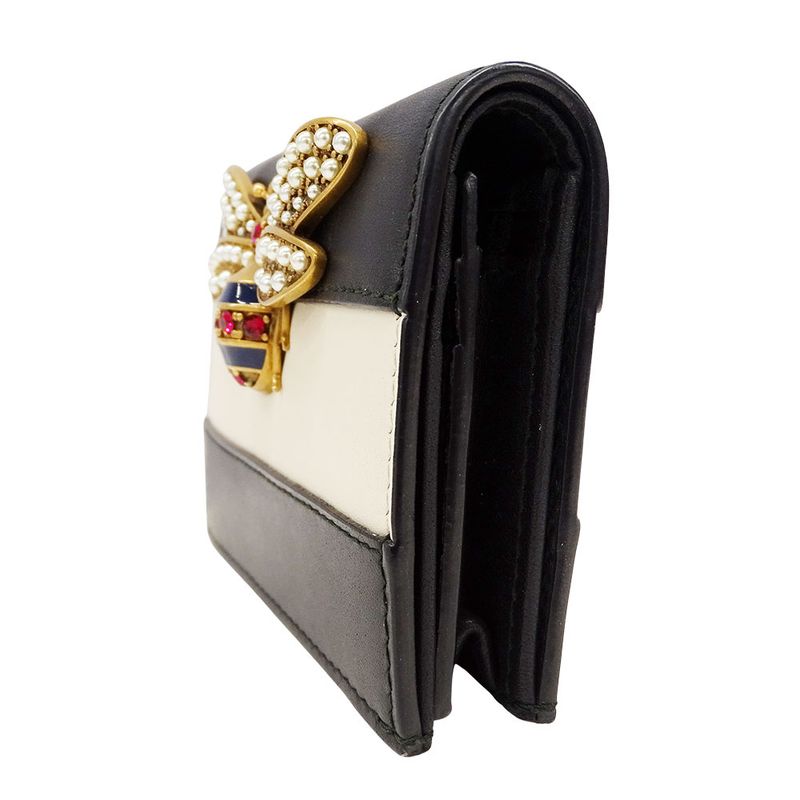 Gucci Wallet Bifold Wallet Queen Ma Galette Leather Rhinestone