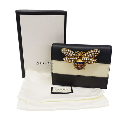 Gucci Wallet Bifold Wallet Queen Ma Galette Leather Rhinestone
