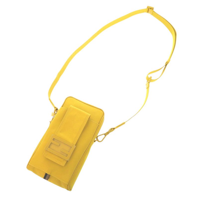 Fendi Baguette Phone Pouch Nylon Yellow Shoulder Bag