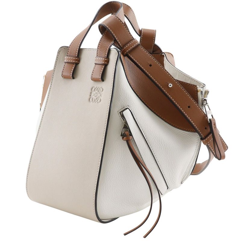 Loewe Hammock Small 2-Way Shoulder Calf Brown White Handbag