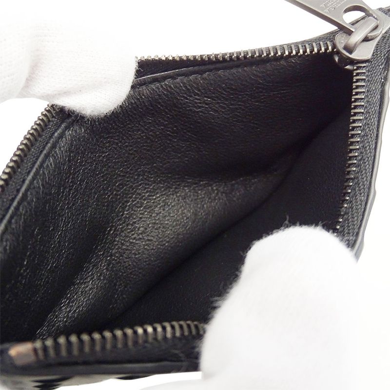 Bottega Veneta Wallet Intrecciato Coin Case Leather Black