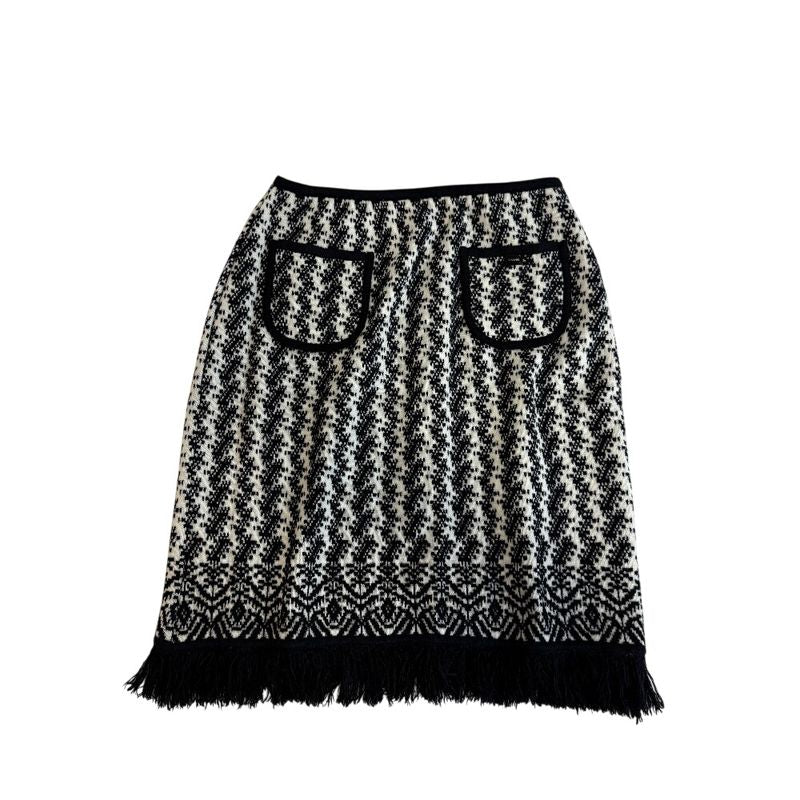 Chanel Fringe Skirt Wool Black