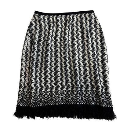 Chanel Fringe Skirt Wool Black