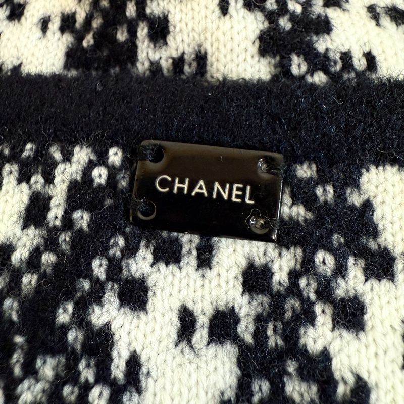 Chanel Fringe Skirt Wool Black
