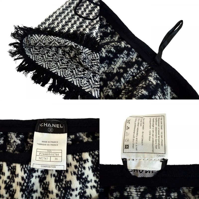 Chanel Fringe Skirt Wool Black