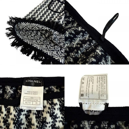 Chanel Fringe Skirt Wool Black