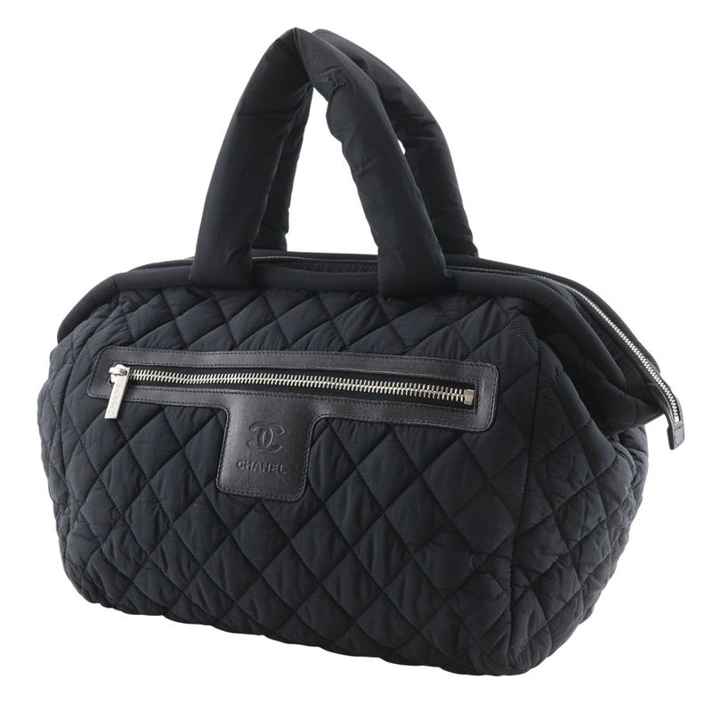 Chanel Coco Cocoon Quilted Nylon Black Boston Bag