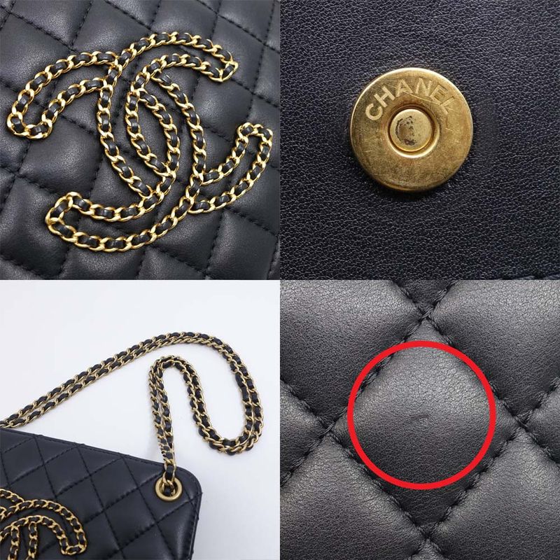 Chanel Chain Shoulder Bag 2-Way Quilted CC Logo Lambskin