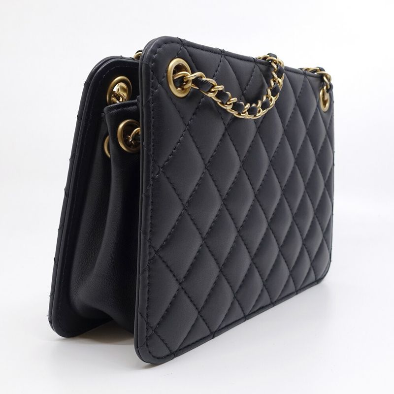 Chanel Chain Shoulder Bag 2-Way Quilted CC Logo Lambskin