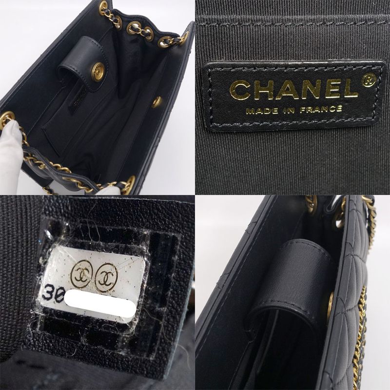 Chanel Chain Shoulder Bag 2-Way Quilted CC Logo Lambskin