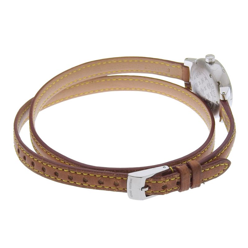 Louis Vuitton Tumble Stainless Steel Leather Quartz Analog Display
