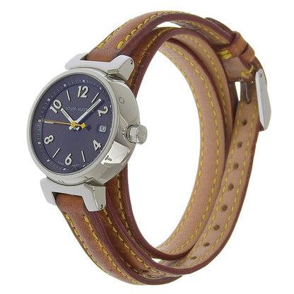 Louis Vuitton Tumble Stainless Steel Leather Quartz Analog Display