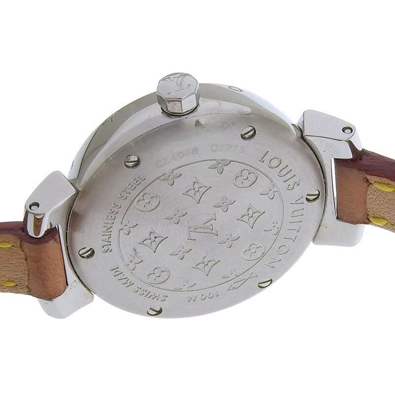 Louis Vuitton Tumble Stainless Steel Leather Quartz Analog Display