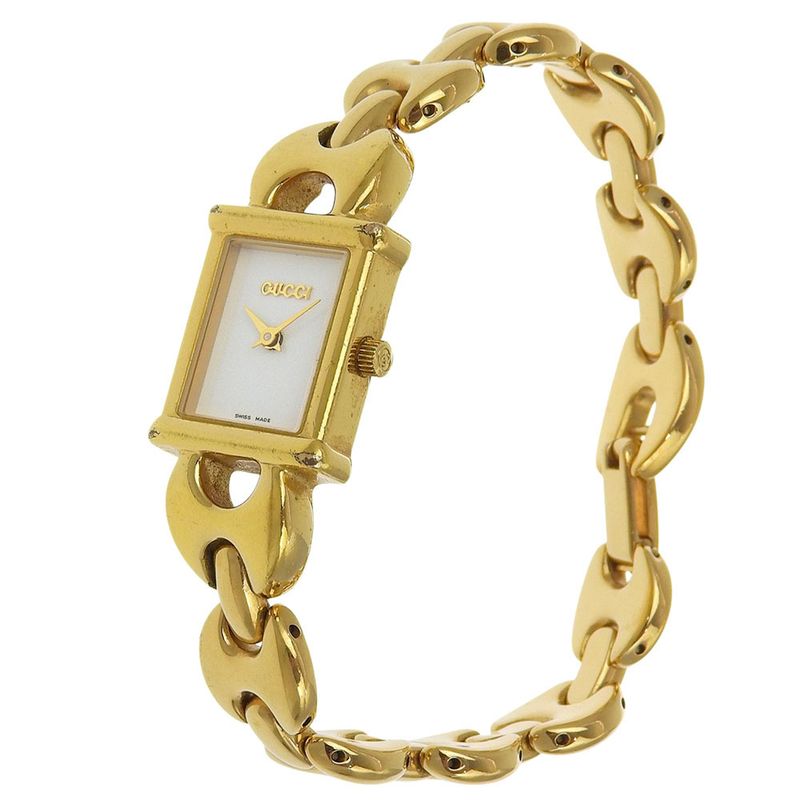 Gucci Gold Plated Quartz Analog Display White Dial Watch