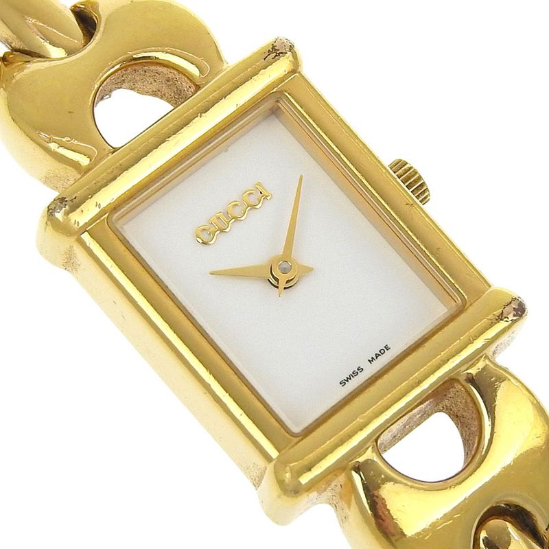 Gucci Gold Plated Quartz Analog Display White Dial Watch