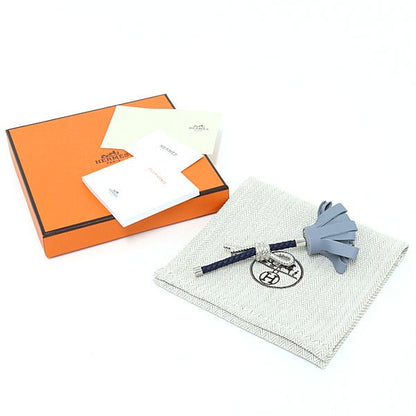 Hermes Brooch Full Vore Swift Linen Blue Navy Blue Flower