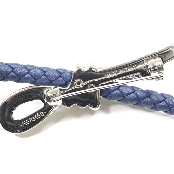 Hermes Brooch Full Vore Swift Linen Blue Navy Blue Flower