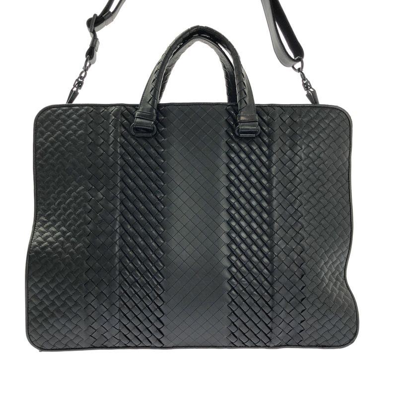 Bottega Veneta Intrecciato Leather Bree Business Bag Black