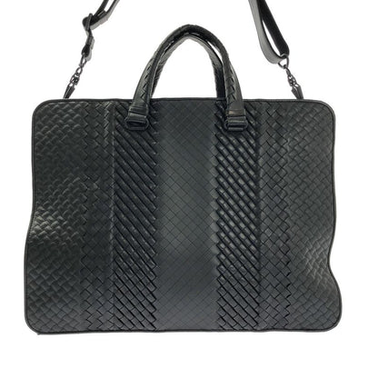 Bottega Veneta Intrecciato Leather Bree Business Bag Black