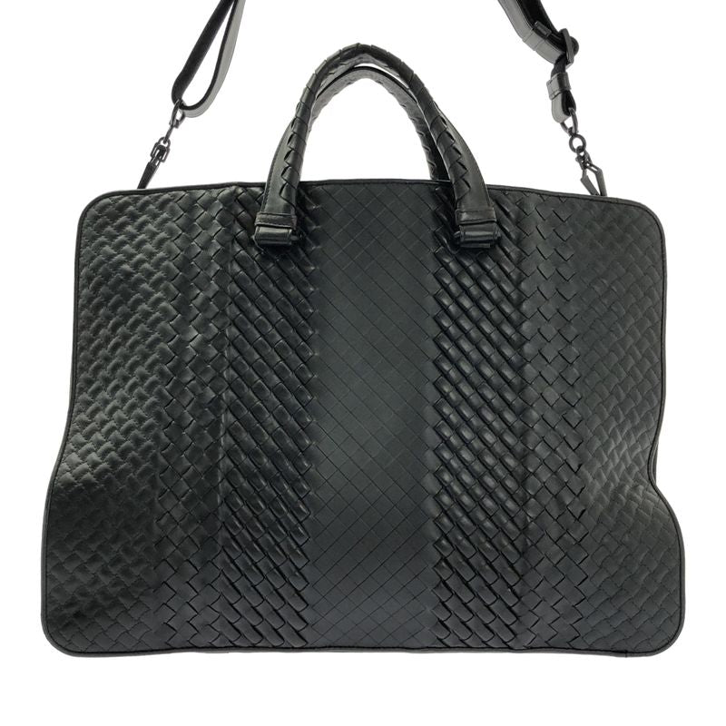 Bottega Veneta Intrecciato Leather Bree Business Bag Black