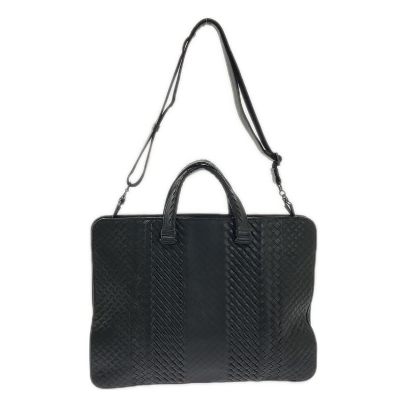 Bottega Veneta Intrecciato Leather Bree Business Bag Black