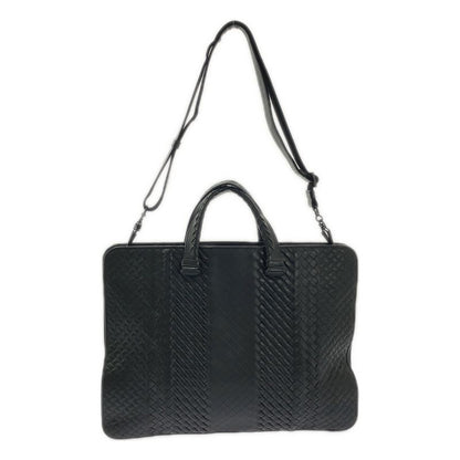 Bottega Veneta Intrecciato Leather Bree Business Bag Black