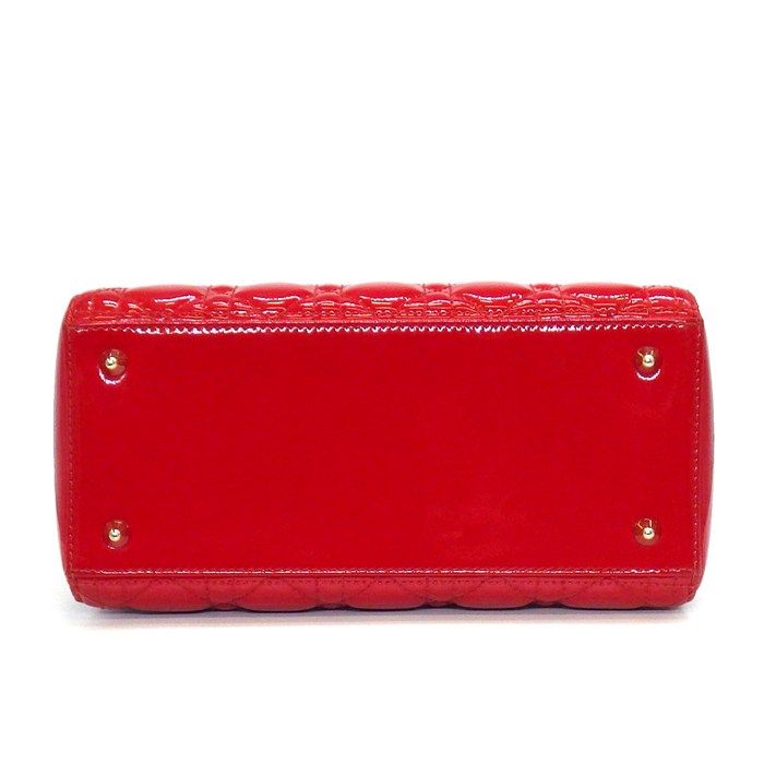 Dior Shoulder Bag Lady Dior Red Patent Leather Gold