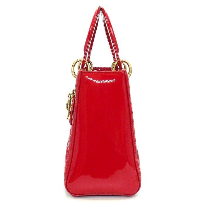 Dior Shoulder Bag Lady Dior Red Patent Leather Gold
