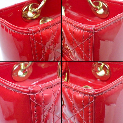 Dior Shoulder Bag Lady Dior Red Patent Leather Gold
