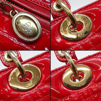 Dior Shoulder Bag Lady Dior Red Patent Leather Gold