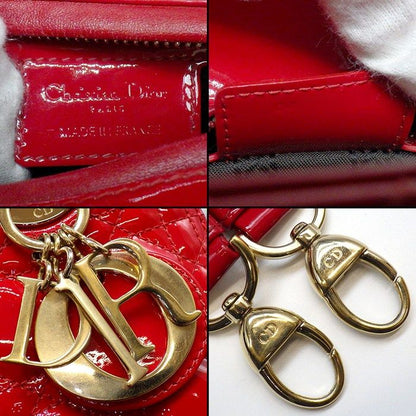 Dior Shoulder Bag Lady Dior Red Patent Leather Gold