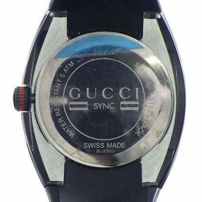 Gucci Watch Sync 137.1 Date Interlocking Black Dial SS Polyamide Synthetic