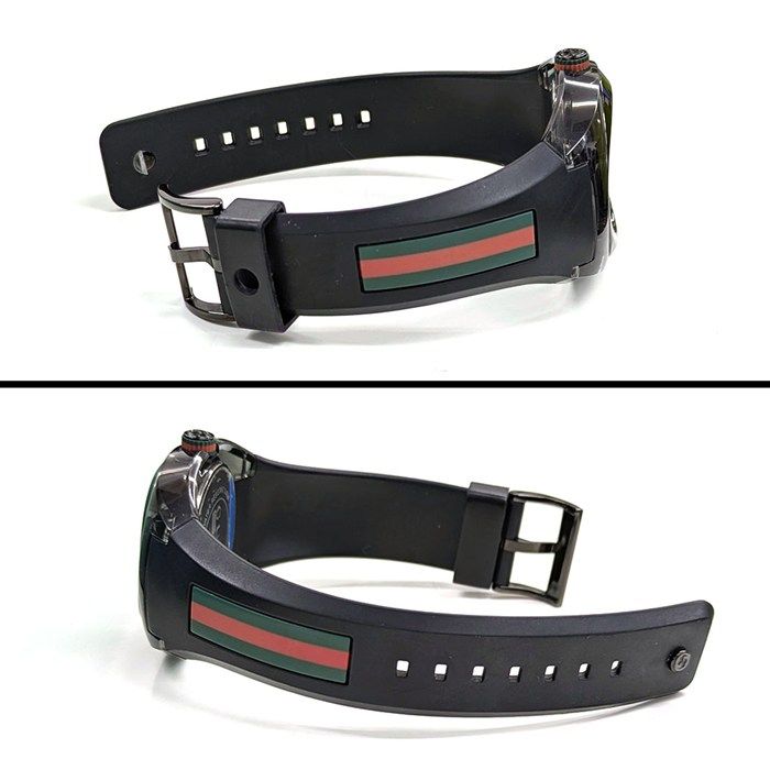 Gucci Watch Sync 137.1 Date Interlocking Black Dial SS Polyamide Synthetic