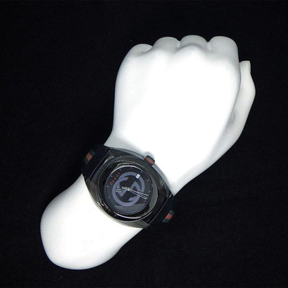 Gucci Watch Sync 137.1 Date Interlocking Black Dial SS Polyamide Synthetic