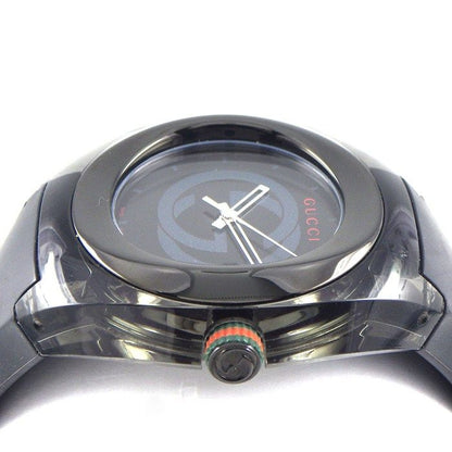 Gucci Watch Sync 137.1 Date Interlocking Black Dial SS Polyamide Synthetic