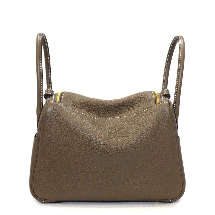 Hermes Shoulder Bag Lindy 26 Etoupe Taurillon Clemence Gold