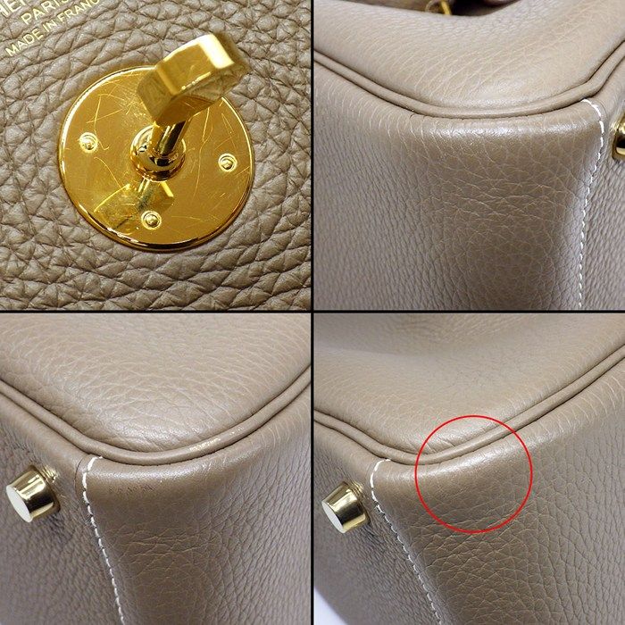 Hermes Shoulder Bag Lindy 26 Etoupe Taurillon Clemence Gold