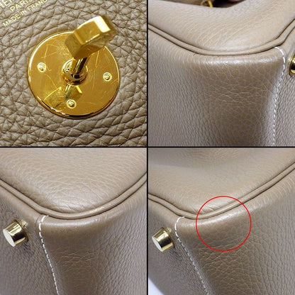 Hermes Shoulder Bag Lindy 26 Etoupe Taurillon Clemence Gold