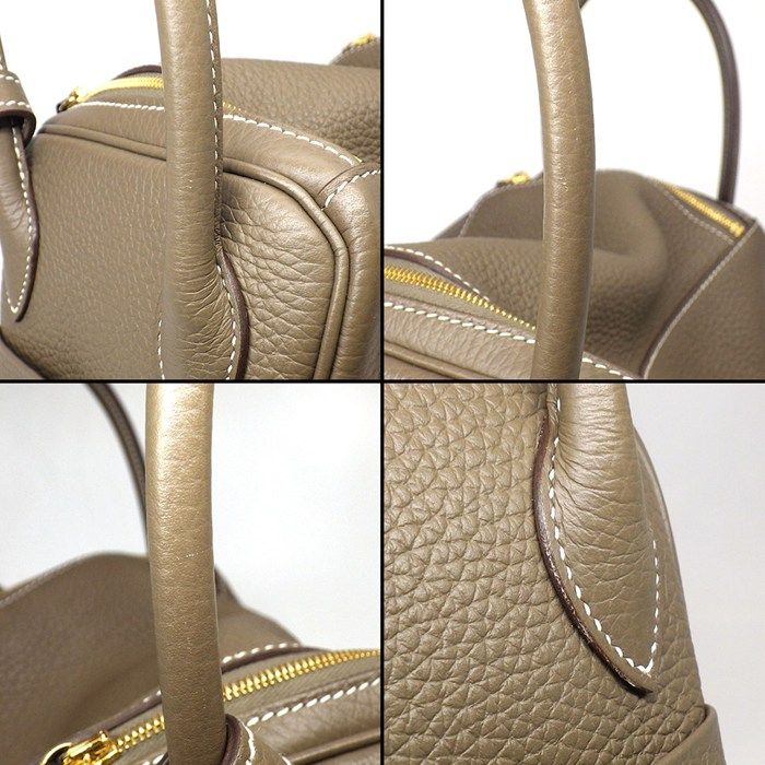 Hermes Shoulder Bag Lindy 26 Etoupe Taurillon Clemence Gold