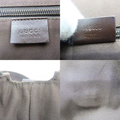 Gucci Shoulder Bag Punching GG Canvas Leather Beige Dark Brown