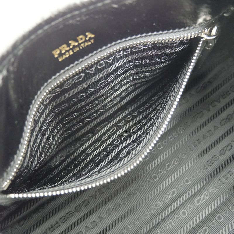 Prada Small Leather Tote Black Hand Silver Others