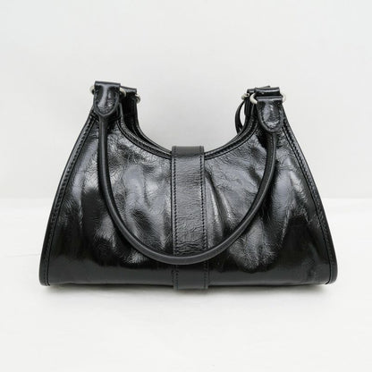 Prada Small Leather Tote Black Hand Silver Others