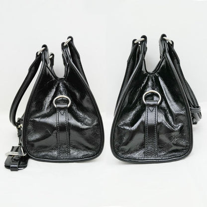 Prada Small Leather Tote Black Hand Silver Others