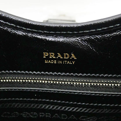 Prada Small Leather Tote Black Hand Silver Others