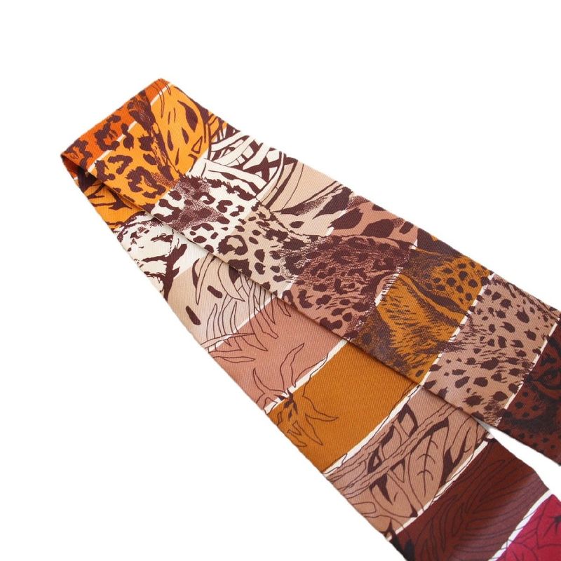 Hermes Twilly Jungle Love Rainbow Silk Brown Scarf